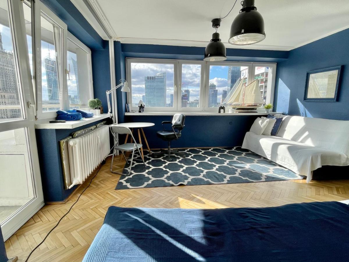 Super Apartament Blue Scisle Centrum Dwie Linie Metra Netflix Wifi 300 Mbs Panorama Miasta Warsaw Ngoại thất bức ảnh