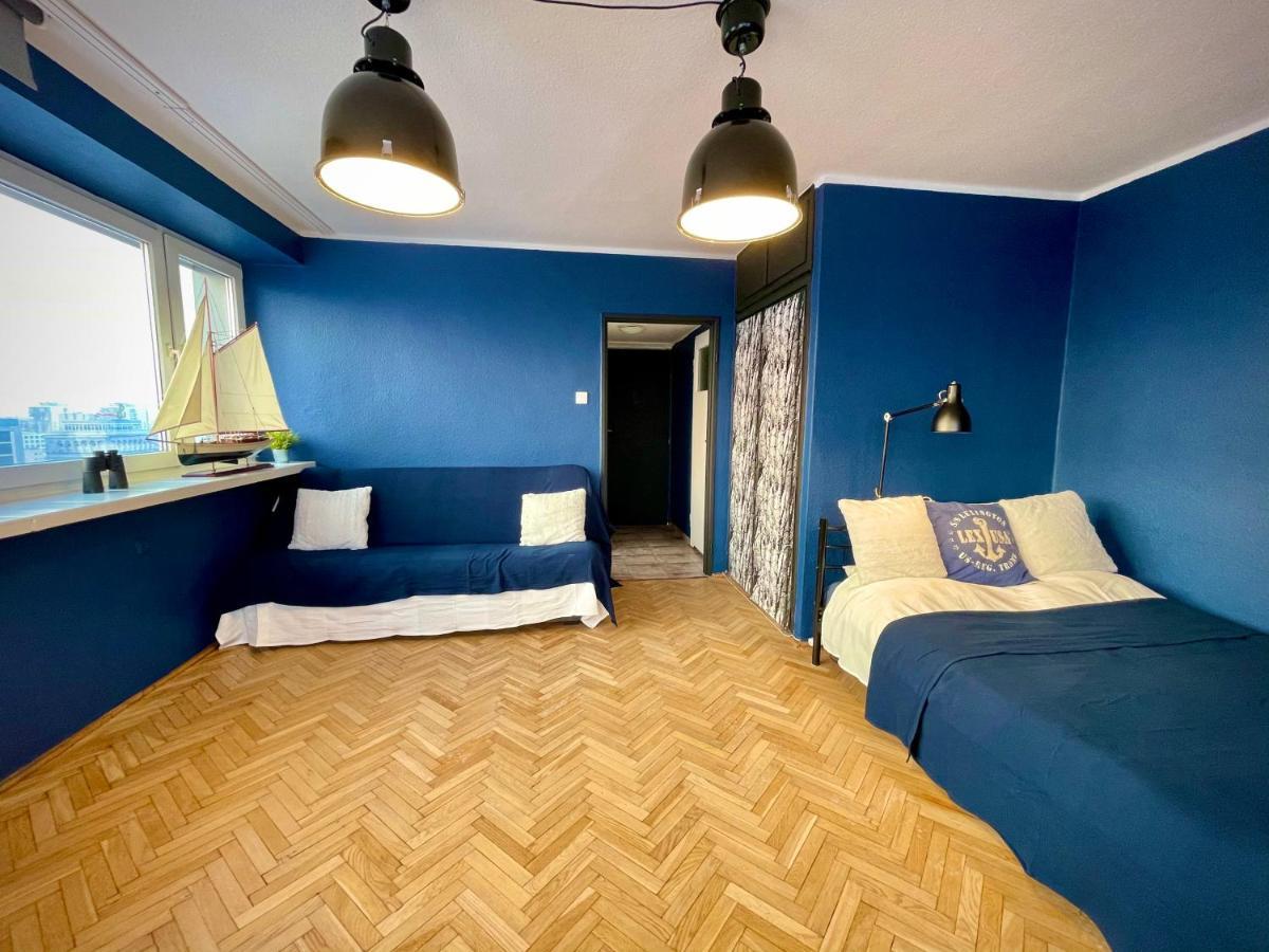 Super Apartament Blue Scisle Centrum Dwie Linie Metra Netflix Wifi 300 Mbs Panorama Miasta Warsaw Ngoại thất bức ảnh